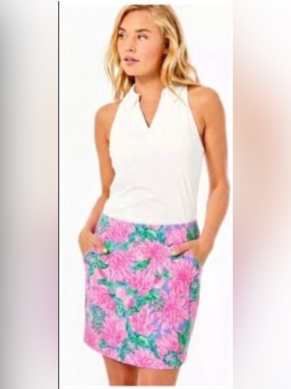 Lilly Pulitzer Luxletic Monica Skort 16 XL Skirt Pink Try Your Zest Golf Tennis